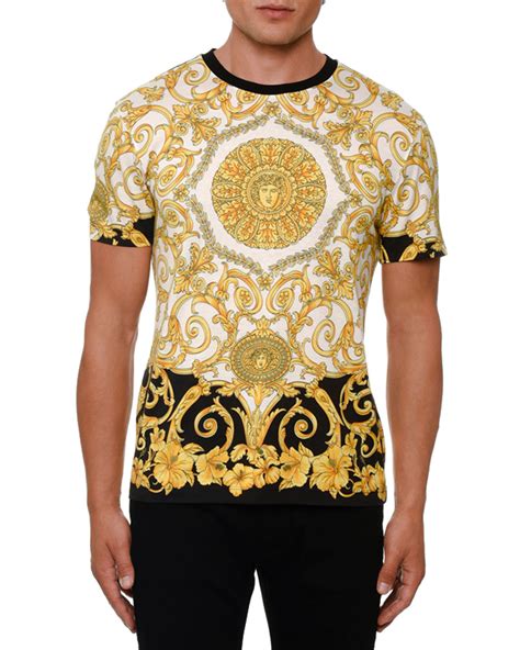 versace printed cotton jersey t shirt|Versace graphic t shirts.